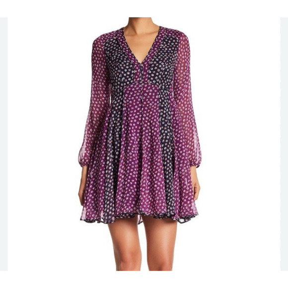 Diane Von Furstenberg Dresses & Skirts - Diane Von Furstenberg Ivetta Silk Dress Sz 2 Babydoll Polka Dot Magenta FLAW